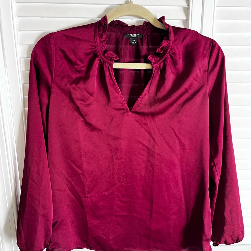 Ann Taylor Deep Burgundy Blouse